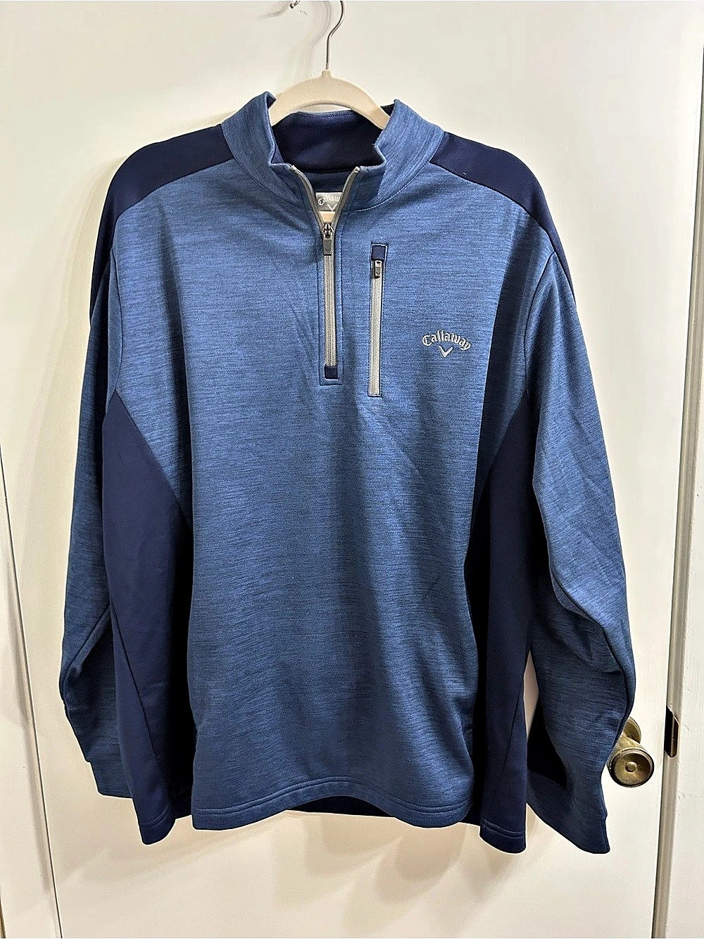 Callaway Weather Series Quarter Zip Golf Pullover with Chest Pocket Blue XL
